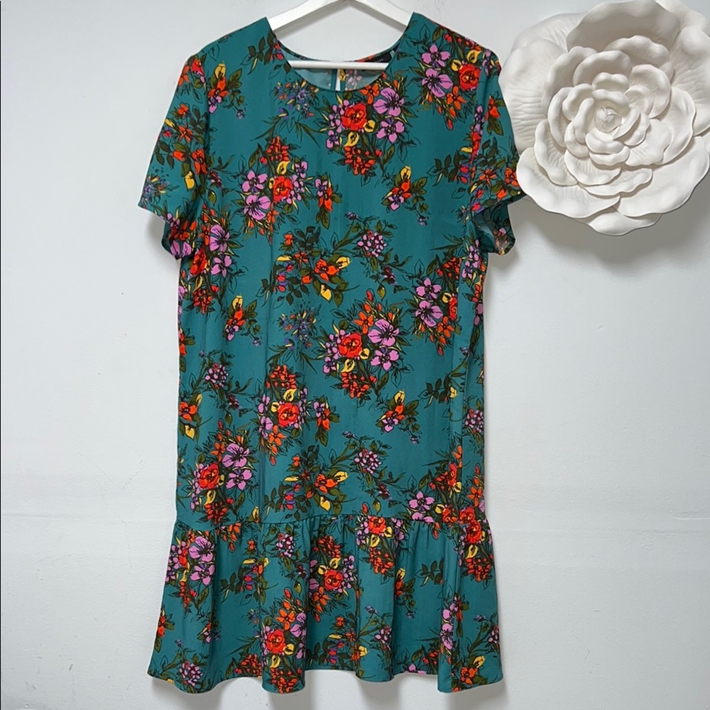 Halogen green Teal Floral Dress size XL